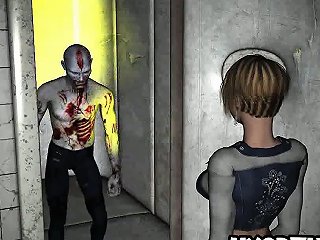 3d Cartoon Blonde Babe Getting Fucked By A Zombie